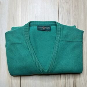 Alan Paine Mens 100% Lambswool V-Neck Sweater Green Mens Size XLEngland